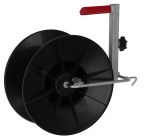 Super plastic reel with handle and holder for mounting on stands