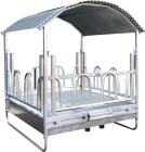 Four-sided manger for palisade feeding grid